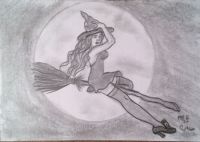 Sexy Witch riding her broom